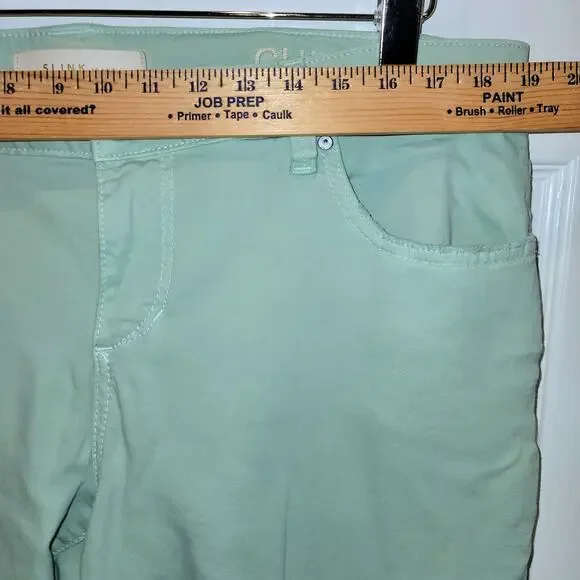 SLINK Jeans Crop Skinny Womens Sz 16 Plus Mint Green Distressed Stretch Ankle - Picture 15 of 15